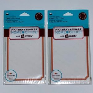 Set of 2 Martha Stewart Home Office Avery White Red Removable Labels